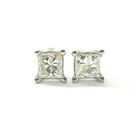 Fine Princess Cut Diamond White Gold Stud Earrings