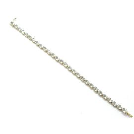 Aquamarine Oval Shape Tennis Bracelet 14Kt Yellow Gold