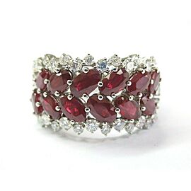 Ruby & Diamond Ring 18Kt White Gold 4.37Ct