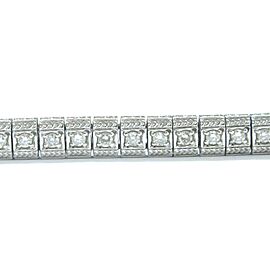 Fine Round Cut Diamond Milgrain White Gold Tennis Bracelet