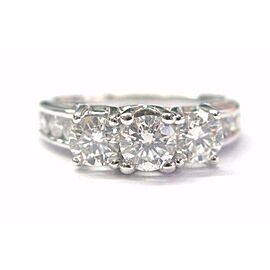 Three Stone Round Diamond Channel Set Engagement Ring 14Kt White Gold