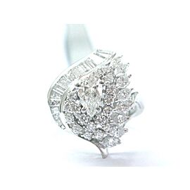 Platinum Pear Round Marquise & Baguette Diamond Solitaire W Accents Ring