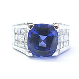 Cushion Tanzanite & Diamond Ring Solid 18Kt White Gold