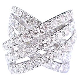 18kt & Platinum Round Cut Diamond Criss Cross Bypass White Gold Big Ring