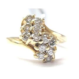 Natural Round Diamond Waterfall Cluster Yellow Gold Jewelry Ring 14Kt .70Ct