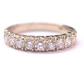 18KT Round Cut Diamond 11-Stone Solid Yellow Gold Band Ring