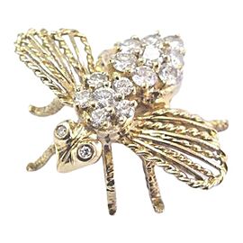 Fine 14Kt Diamond Bee Pin/Brooch Yellow Gold