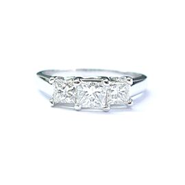 Fine Princess Cut Diamond Three Stone White Gold Engagement Ring