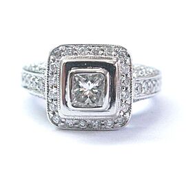 Princess & Round Cut Diamond White Gold Engagement Ring