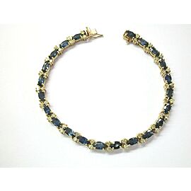 Marquise Blue Sapphire & Diamond Tennis Bracelet