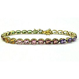 Oval Shape Multi Color Sapphire Tennis Bracelet