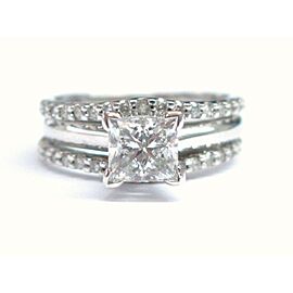 Fine Princess & Round Cut Diamond Engagement Set White