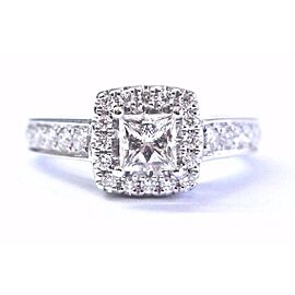 Fine Princess & Round Cut Diamond Engagement White Gold Square Ring