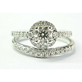 Round Diamond Halo Engagement/Wedding Set Rings