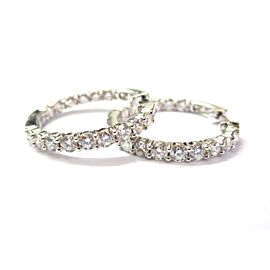 Round Diamond Inside Out Hoop Earrings 14Kt White Gold