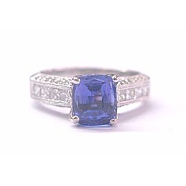 18KT Gem Tanzanite & Diamond Solitaire W Accents Jewelry Ring White Gold