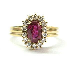 Natural Ruby & Diamond Ring 14Kt Yellow Gold