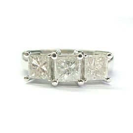 Princess Cut Diamond Three Stone Engagement Ring 14Kt White Gold 2.00Ct F-I1