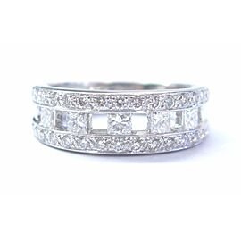 Platinum Princess & Round Cut Diamond White Gold Band Jewelry Ring 1.10Ct