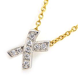 TIFFANY & Co 950 Platinum/18K Yellow Gold Kiss X Cross Pave Diamond Necklacex