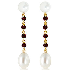 11 CTW 14K Solid Gold Cultured Pearly View Garnet Cultured Pearl Earrings