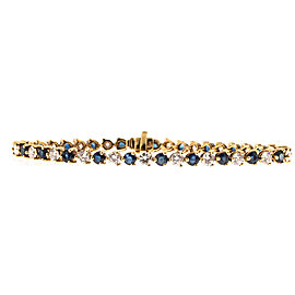 18K Yellow Gold with 4.20ct Diamond and 3.15ct Sapphire Hinged Link Bracelet