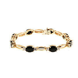 14K Yellow Gold with Onyx and Diamond Bracelet