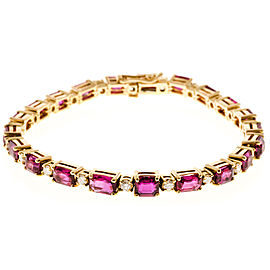 18K Yellow Gold with Diamond and Ruby Bracelet