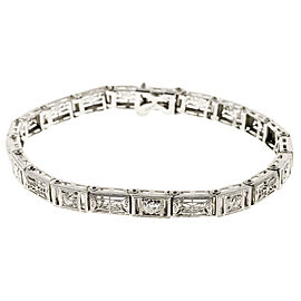 14K White Gold & Diamond Hinged Filigree Link Bracelet