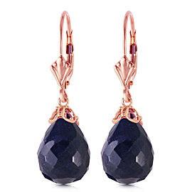 14K Solid Rose Gold Leverback Earrings with Briolette Sapphires