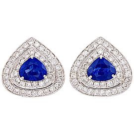 3.76 Carat Sapphire, White Gold and Diamond Clip-On Earrings