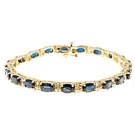 14K Yellow Gold with 13.65ct. Blue Sapphire & 0.65ct. Diamond Bracelet