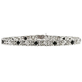 18K White Gold with Black Onyx & Diamonds Bracelet