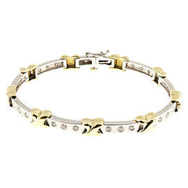 18K Yellow And White Gold Diamond ''X'' Style Bracelet