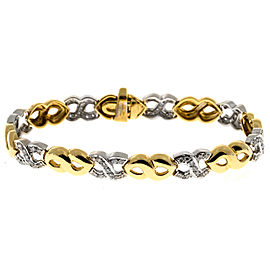 18K Yellow and White Gold with Diamond Swirl Link Bracelet