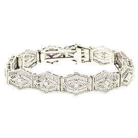 Platinum and 14K White Gold with 0.25ct Diamond Esemco Filigree Bracelet