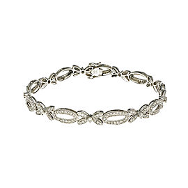 14K White Gold with Diamond Link Bead Bracelet