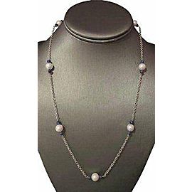 Akoya Pearl Sapphire Necklace 14k Gold 8.5 mm 21.5" Certified $2,450