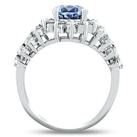 14K White Gold with 3.08ct Blue Sapphire and 1.65ct Diamond Ring Size 7.0