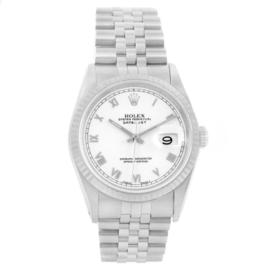 Rolex Datejust 16234 Stainless Steel & 18K White Gold White Roman Dial 36mm Mens Watch