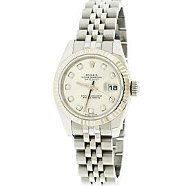 Rolex Datejust 26mm Jubilee Watch w/Factory Silver Diamond Dial 18K White Gold