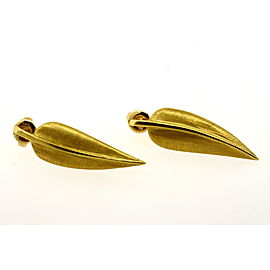 Tiffany & Co. 18k Feather Leaf Earrings Cummings Studs Drop Leaves