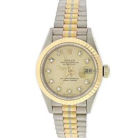 Rolex Tridor Datejust Ladies Tri-Color 26MM Original Champagne Diamond Dial Pres