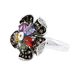 Levian Chocolate Diamond Ring Multi Color Flower sz 7.25