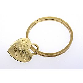 Tiffany & Co. 14k Yellow Gold Keychain KeyRing Please Return To Heart Charm Tag