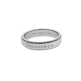 TIFFANY & CO 4 mm Milgrain Wedding Band In Platinum Size 6