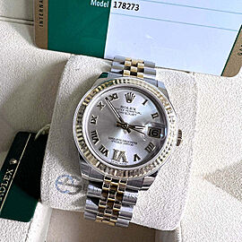 Rolex Datejust Silver Diamond Roman VI Roman Dial Watch