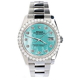 Rolex Datejust Aquamarine Blue Dial with Custom Diamond Bezel