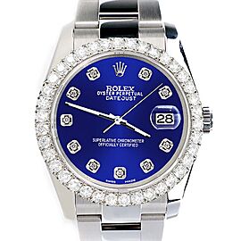 Rolex Datejust Navy Blue Dial with Custom Diamond Bezel