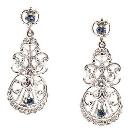 Platinum with Sapphire & Diamond Dangle Earrings